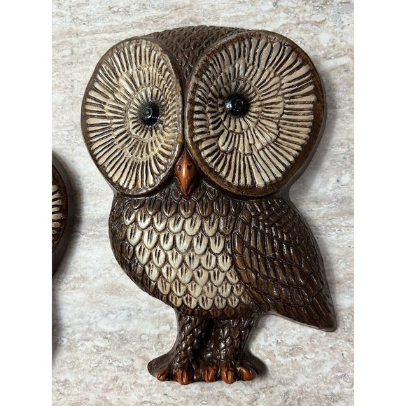Vtg 1970s Owl Family Resin Foam Mold Wall Gallery Hangings Set of 4 MCM - Picture 2 of 11